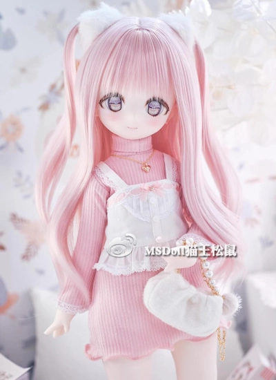 ドール用ウィッグ ロング 前髪 ツインテール ブルー/ブラック/パープル/ライトパープル/ゴールド/ピンク SDサイズ人形用