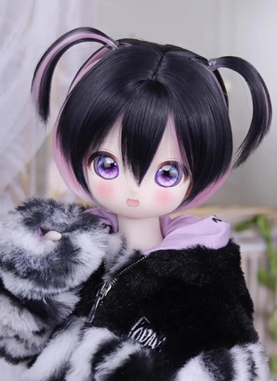 ドール用ウィッグ SDサイズ人形用 ブラック/グレー 球体関節人形用