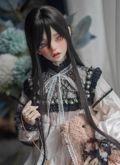 ドール用ウィッグ SD/小顔SD/MSDサイズ人形用 ブラック 球体関節人形用