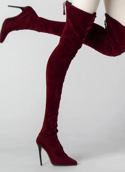 ドール用 お靴 ロングブーツ ワインレッド coralreefdoll 61/62cm/MSDボディ用 女の子用 BJD DOLL