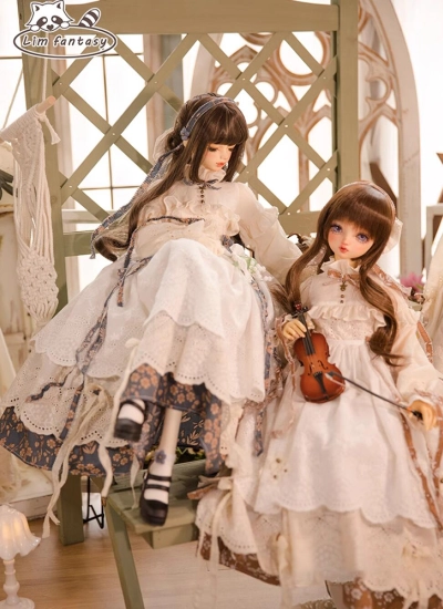 ドール用ドレス 洋服 SDサイズ人形用 ネイビー/ベージュ 女の子用 球体関節人形用 BJDDOLL