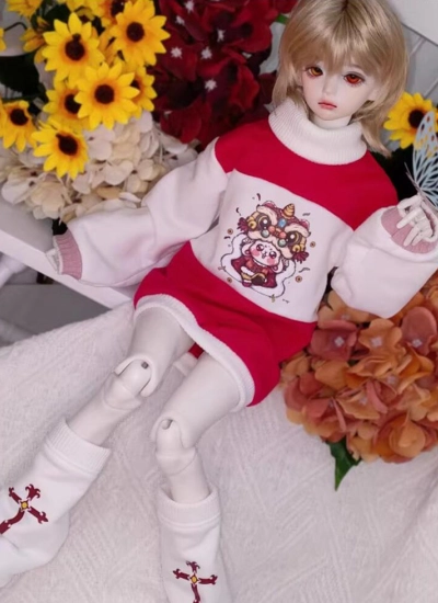 ドール用服 運動服 スポーツ レッド×ホワイト MSDサイズ用 球体関節人形 BJDDOLL