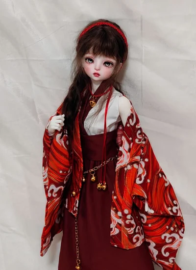 ドール用服 和風 レッド ブラック MSDサイズ用【小粉仙】