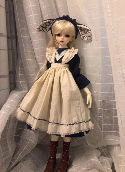 ドール用用服 ドレス ブラック 兎耳 女の子用 MSD/YOSD/OB24サイズ用 球体関節人形用 BJDDOLL