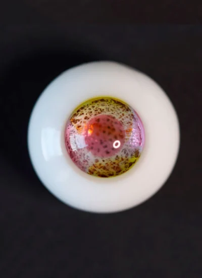 ドール用グラスアイ ピンクイェロー 14mmサイズ 球体関節人形 H-57