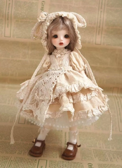 ドール用服 ドレス ベージュ 女の子用 MSD/YOSD/OB24サイズ用 球体関節人形用 BJDDOLL