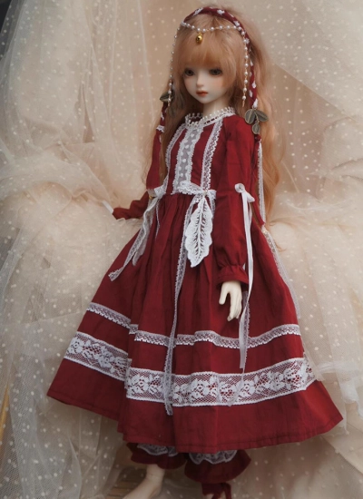 ドール用服 ドレス レッド 女の子用 SD/MSD/YOSDサイズ用 球体関節人形用 BJDDOLL