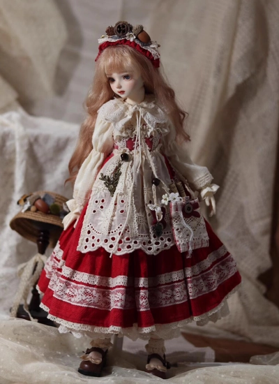 ドール用服 ドレス レッド 女の子用 MSD/YOSD/OB24サイズ用 球体関節人形用 BJDDOLL