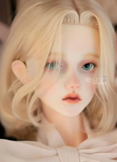 ドールウィッグ ボブヘア ライトイェロー 柔らかい糸 SD/小顔SDサイズ人形用 BJD用