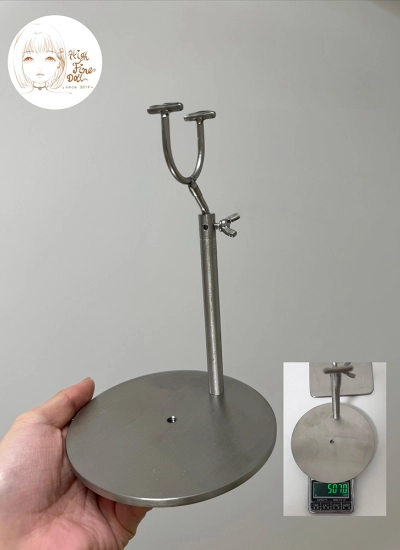ドール用スタンド ステンレス製 丸型ベース 1/5サイズ用 伸び縮み範囲13.6cm～21.5cm 球体関節人形 BJDDOLL