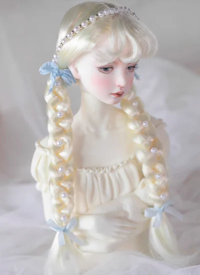 ドール用ウィッグ 柔らかい糸 編みウィッグ ライトゴールド SDサイズ用 BJD用 BF06