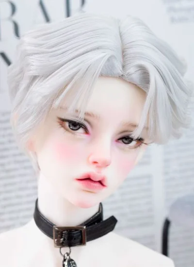 ドールウィッグ 高温糸 シルバー ブラック SD/小顔SD/MSDサイズ人形用 BJD用