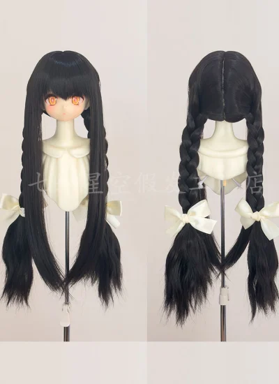 ドール用ウィッグ ブラック 編みウィッグ 前髪 SDサイズ人形用 球体関節人形用