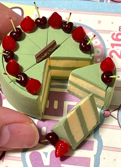 ドール用食玩 撮影用品 道具 ケーキぷちサンプル アクセサリー 抹茶ケーキ フリーサイズ 球体関節人形用 BJDDOLL