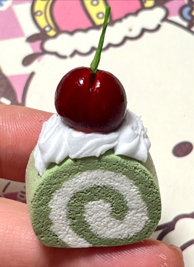 ドール用食玩 撮影用品 道具 ケーキぷちサンプル アクセサリー 抹茶 サクランボロールケーキ フリーサイズ 球体関節人形用 BJDDOLL
