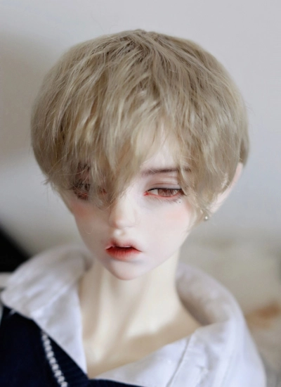 BJD ドール用 高温糸 グレー パーマ ショート髪 小顔SD/YOSDサイズ人形用