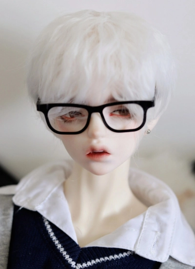 BJD ドール用 高温糸 ホワイト パーマ ショート髪 MSD/YOSDサイズ人形用