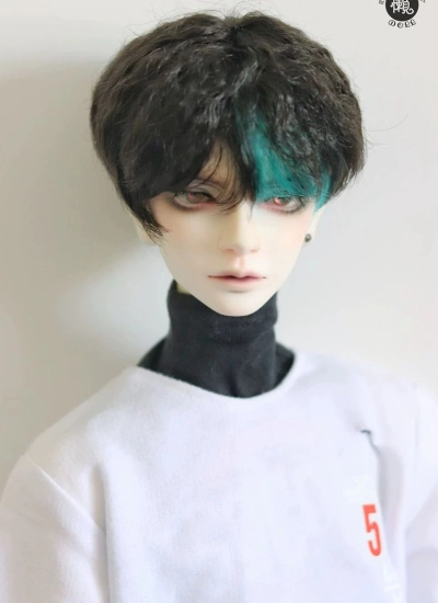 BJD ドール用 高温糸 ブラック パーマ ショート髪 SD/小顔SDサイズ人形用