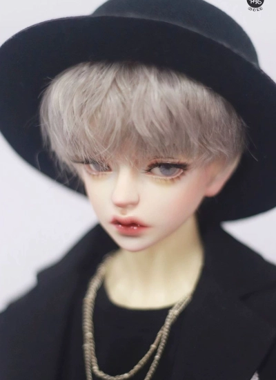 BJD ドール用 高温糸 グレー パーマ ショート髪 SD/小顔SD/MSD/YOSDサイズ人形用