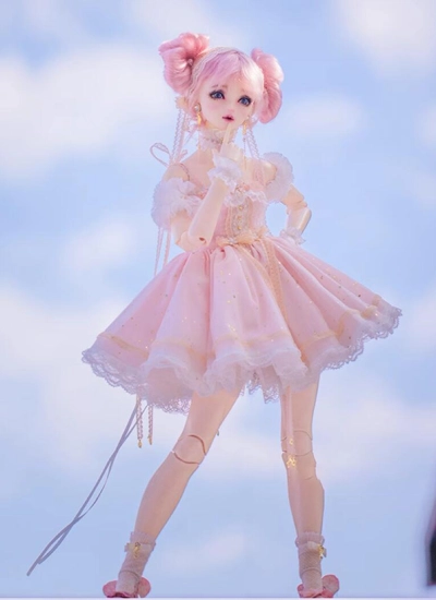 ドール用ドレス 洋服セット「綿綿スウィーツ」 SDサイズ人形用 ピンク 女の子用 球体関節人形用 BJDDOLL