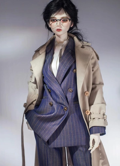 ドール用服 スーツ シャツ ベスト ズボン コート 女の子用 ブルー SD/SD16/オーダー製作サイズ 球体関節人形 BJDDOLL