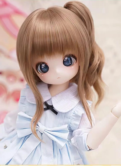 ドール用ウィッグ ロング ミディアム パーマ ブラウン ライトゴールド ブルー ホワイト ライトピンク ピンク SD/小顔SDサイズ人形用