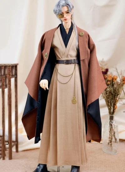 ドール用服 時代服 漢服《浮世 改》ブラウン MSD/SD/68cm/70-75cm/ID75サイズ用 BJD