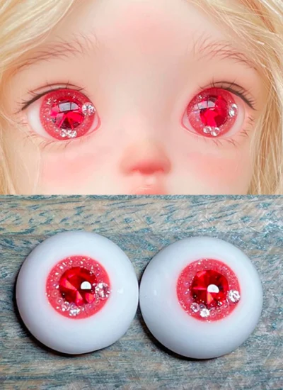 ドール用アイ 石膏アイ レッド 10mm/12mm/14mm/16mm/18mmサイズ BJD用【nana】