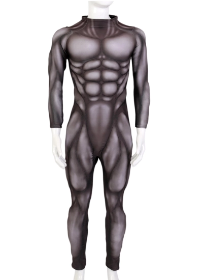 グレー×ブラック マッスルスーツ 綿詰めでリアルな筋肉質ボディ 細部までこだわった本格派 着心地快適・サイズオーダー可能