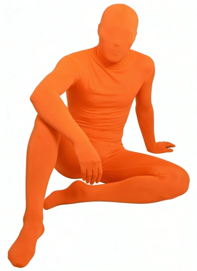 オレンジ 4方向ストレッチライクラ フルカバー全身タイツ 目の開口選択可 サイズオーダー対応 伸縮性抜群 柔らかく快適な着心地 アンダースーツ イベント 舞台・演出用