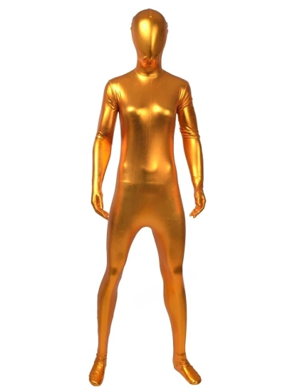 ゴールドラバーコーティング フルカバー全身タイツ 舞台衣装・インナーに最適 目の有無選択可能 サイズオーダー対応 伸縮性抜群 高級感ある光沢