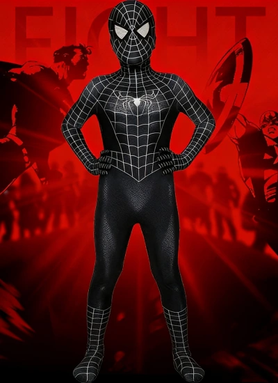【子供用サイズ】2007年 スパイダーマン3風コスチューム 全身タイツ スーツ spider man風 全身フルプリント・伸縮性抜群  キッズサイズ 高品質