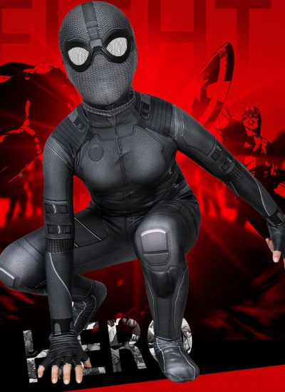 【子供用サイズ】Spider-Man Far From Home風 スパイダーマン：ファー・フローム・ホーム パーカー風 ステルススーツ 子供用 コスプレ タイトスーツ 全身プリント キッズ 仮装