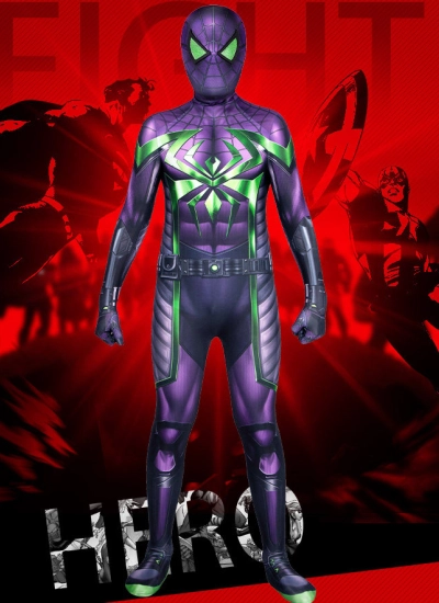 【子供用サイズ】伸縮性抜群  キッズサイズ Spider-Man スパイダーマン マイルズ・モラレス風 コスチューム パープル・レイン風 コスプレ ボディスーツ