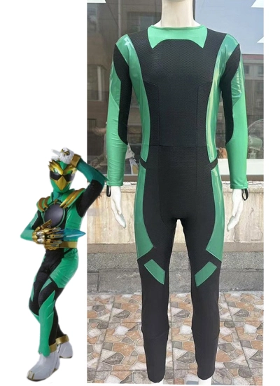 非常に整った六角ハニカムシルクスクリーン生地採用！ゴジュウイーグル風  cosplay 全身タイツ ナンバーワン戦隊ゴジュウジャー風コスチューム No.1 SENTAI GOZYUGER  グリーン ゴジュウレオン風