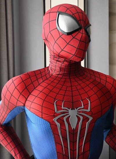 高品質レプリカスーツ🔥  赤青生地 レンズ・蜘蛛マーク加工完備 Amazing Spider-man 2風 アメイジング・スパイダーマン2 レプリカスーツ 全身タイツ コスプレ コスチューム cosplay 仮装