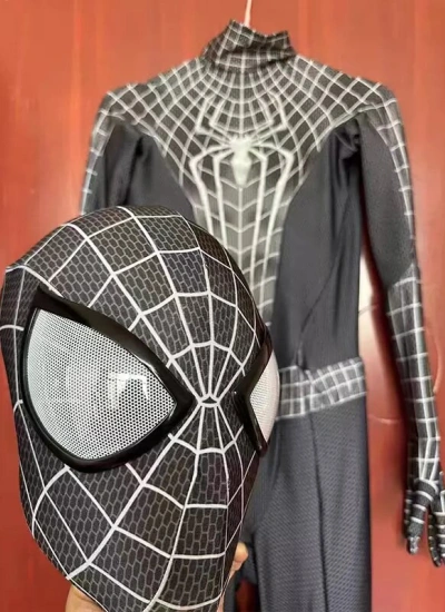 パッチワークプリント版🔥 The Amazing Spider-Man2 風 黒 ブラック アメイジング・スパイダーマン 風 レプリカスーツ 全身タイツ コスプレ コスチューム cosplay 仮装