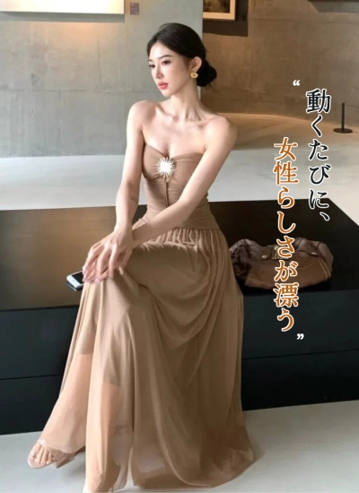 期間限定☀️50%OFF!🏆ランキング上位 見逃し厳禁🌸【ワンピース】女神系 上品セクシー チューブトップ ギャル デザイン性抜群 ワンピース はだいろ